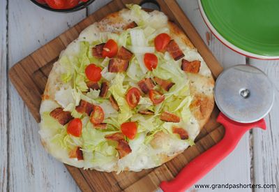 Easy to make ranch BLT pizza. 