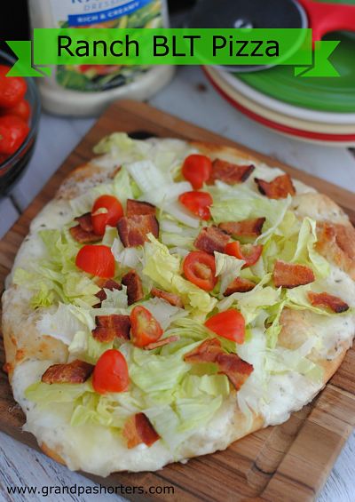 Easy to make ranch BLT pizza. 