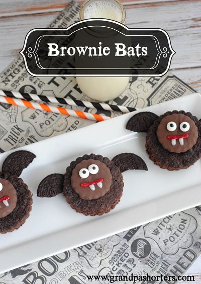 Bat Brownies Grandpa Shorter's Halloween Treat Snack Idea 