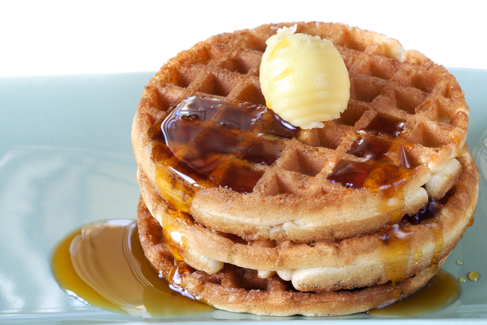 Maple syrup on a waffle