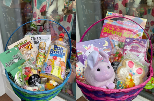 Cute easter gift baskets packed here at Grandpa Shorters