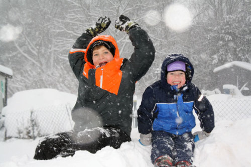Kids Playing in Snow