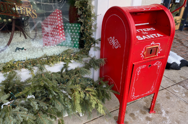 Come inside and ask us for a Santa Clause postcard, or have your kids make their own card at home. Whichever you choose, Santa will love it. Address the card to Santa Clause at The North Pole and drop it in our red mailbox in front of Grandpa Shorter's Gifts.