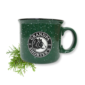 Grandpa Shorters Camper Camp Mug Coffee Tea Soup Bear Logo Green