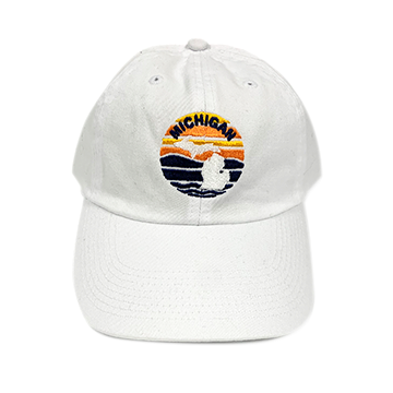 Embroidered Michigan Cap White Embroidered Hat