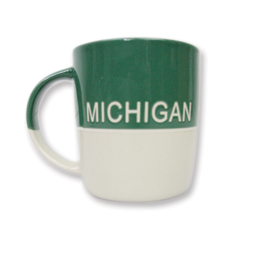 Great Lakes Mug Green and Ivory Michigan Back