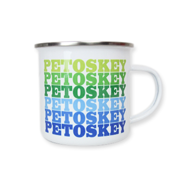 Petoskey Tin Mug Green and Blue_Grandpa Shorter's