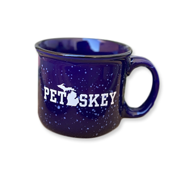 Petoskey Michigan Camp Style Mug - Blue