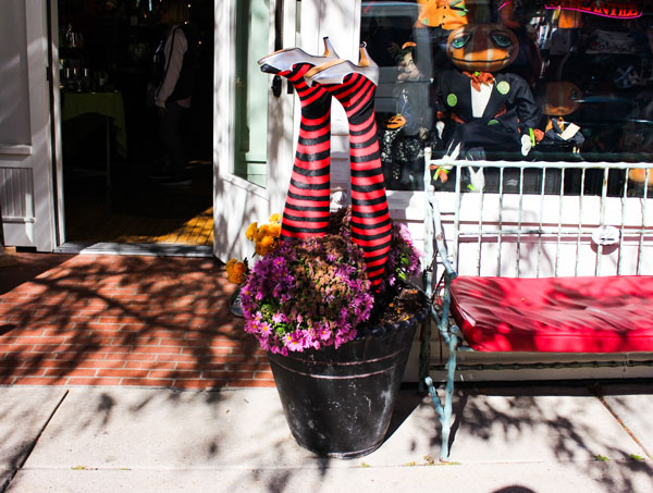 Halloween display in front of Grandpa Shorters in Petoskey Michigan