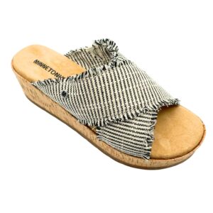 Minnetonka - Posey Black-Natural Stripe Sandals 1