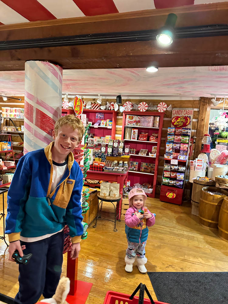 Inside the candy cabin - a child shopping for candy