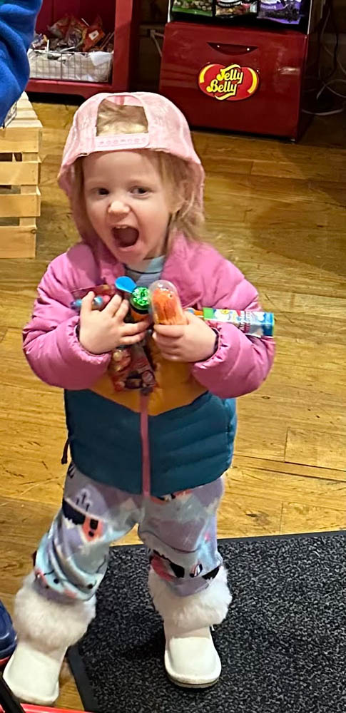 A child enjoying her candy haul