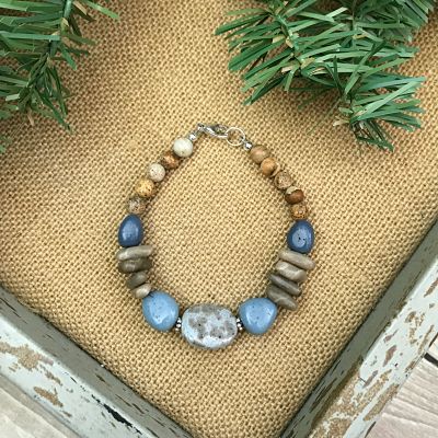 Leland Blue & Petoskey Stone Bracelet A - Grandpa Shorter's Gifts